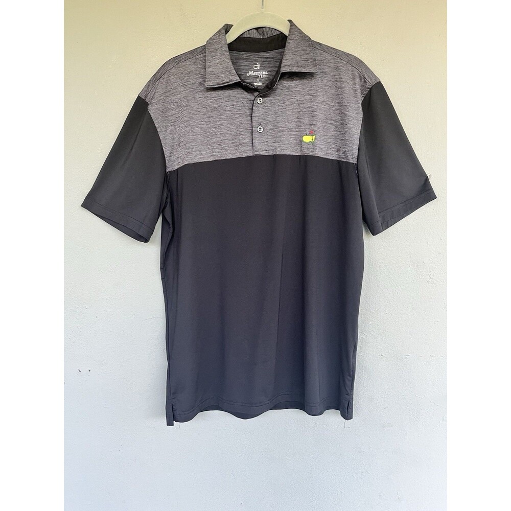 Masters Tech Performance Golf Polo Shirt S Black Grey Augusta National Logo